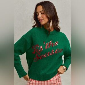 SO ME Sequins Lettering Christmas Holiday Sweater